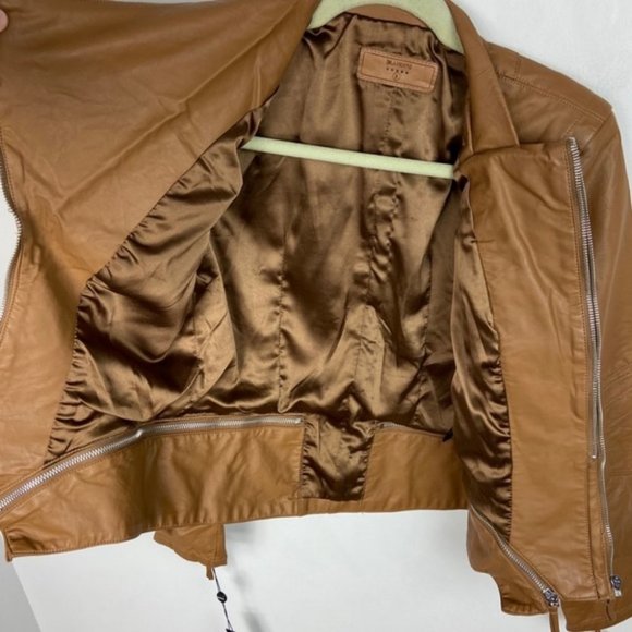 NWT Blank NYC Faux Leather Brown Moto Jacket Zips NEw With Tags Sz Small Medium - Picture 8 of 14